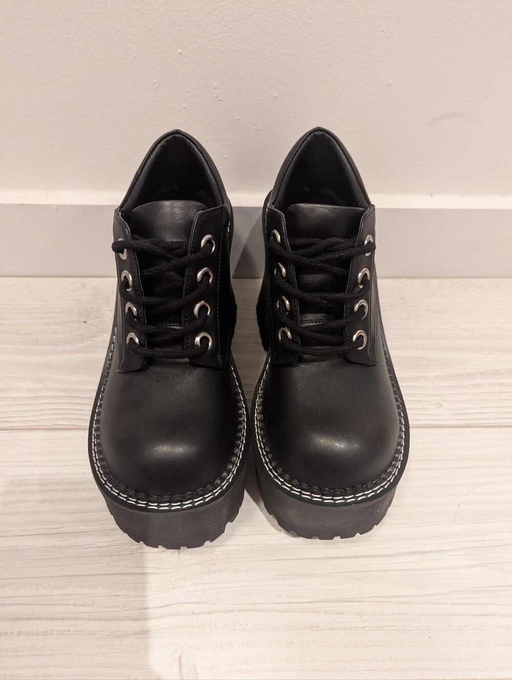 Delia's Black Platform Lace-Up Chunky Oxford Shoes - Picture 4 of 6